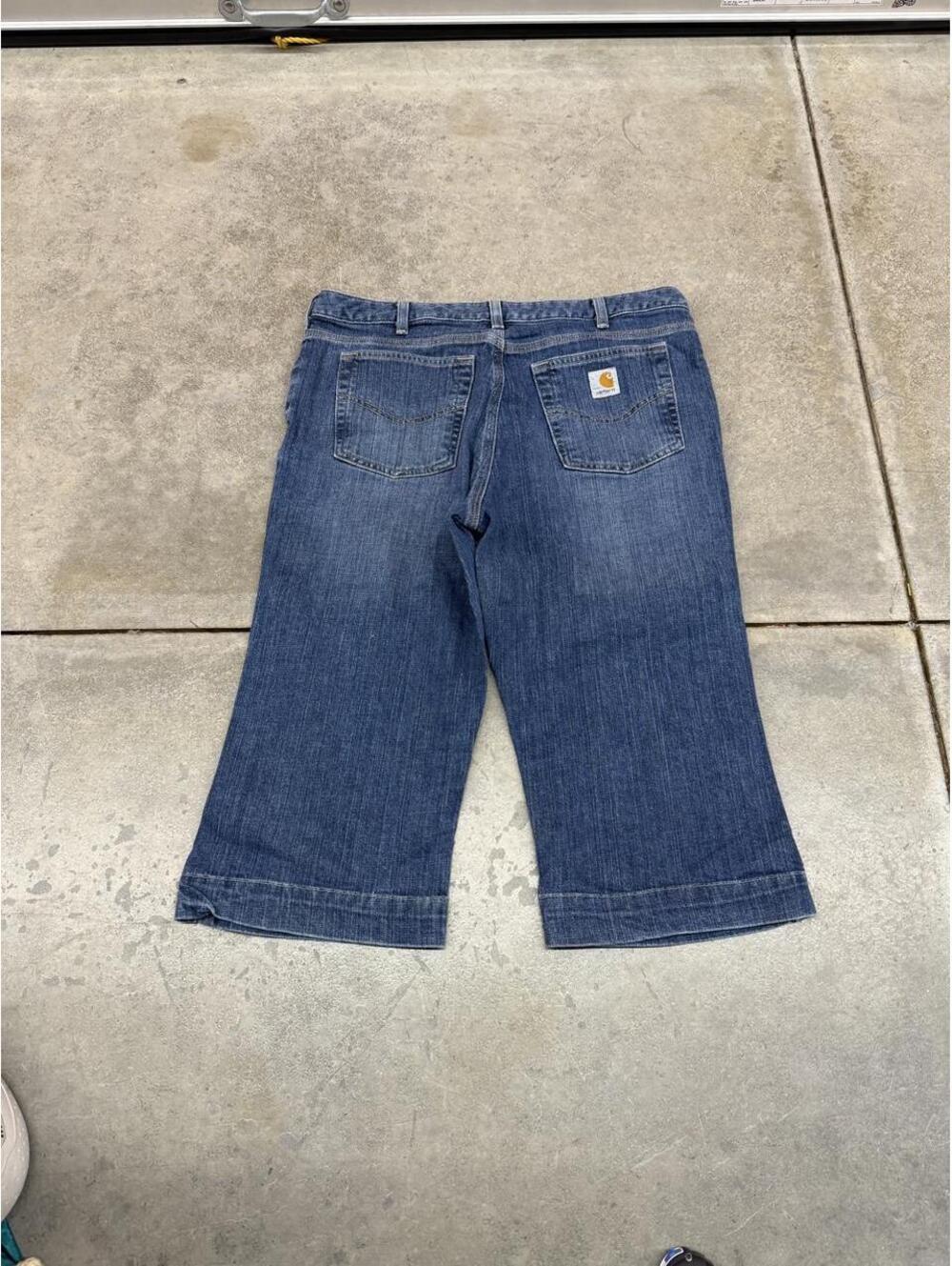 vintage carhartt dark blue relaxed baggy fit jean shorts jorts size 14 WOMENS